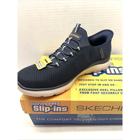 Skechers Slip-ins Men Sz 10 Wide Vegan Navy Air Cooled Memory Foam New in Box - Picture 1 of 11